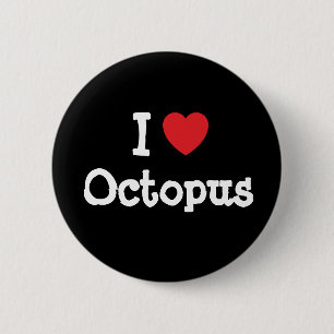 Bóton Redondo 5.08cm Eu adoro Camiseta do coração de Octopus