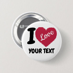 Bóton Redondo 5.08cm Eu adoro texto personalizável Eu corto seu texto
