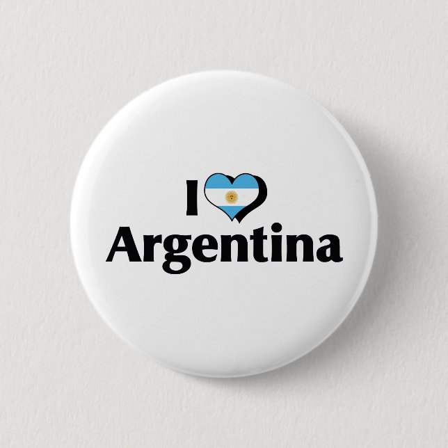 Bóton Redondo 5.08cm Eu Amo a Bandeira da Argentina (Frente)
