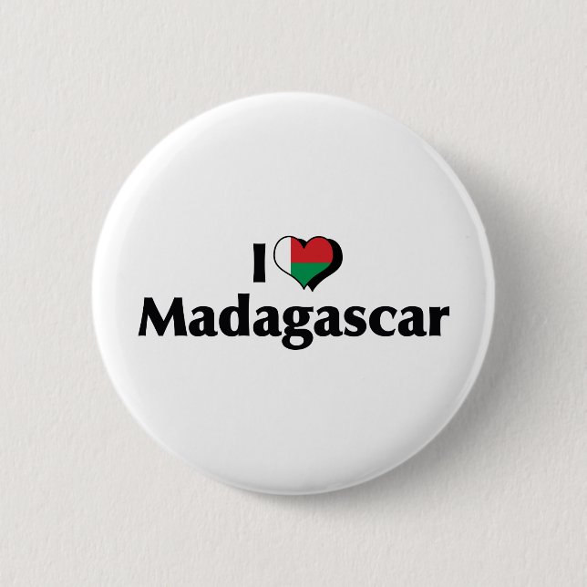 Bóton Redondo 5.08cm Eu Amo a Bandeira de Madagascar (Frente)