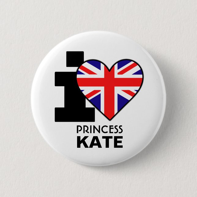 Bóton Redondo 5.08cm Eu amo a princesa Kate Botão (Frente)
