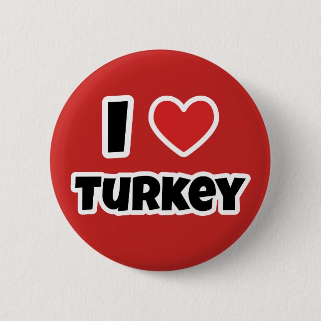 Bóton Redondo 5.08cm Eu amo a Turquia (Frente)