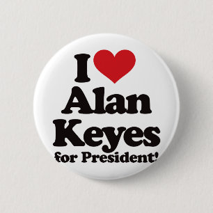 Bóton Redondo 5.08cm Eu amo Alan Keyes para o presidente