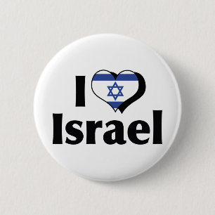 Bóton Redondo 5.08cm Eu Amo Bandeira de Israel