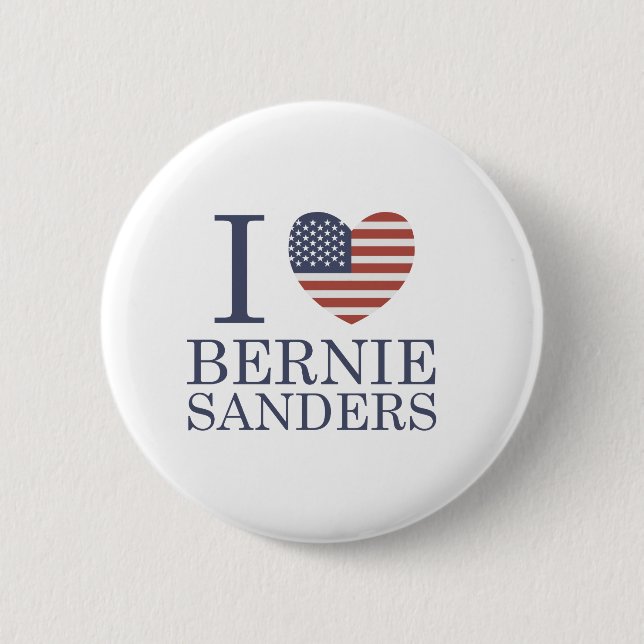 Bóton Redondo 5.08cm Eu Amo Bernie Sanders (Frente)