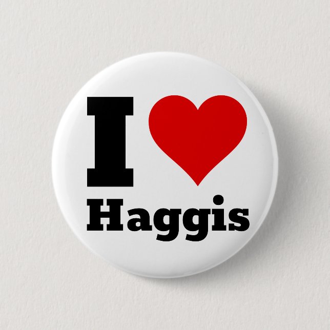 Bóton Redondo 5.08cm Eu Amo Botão Haggis (Frente)