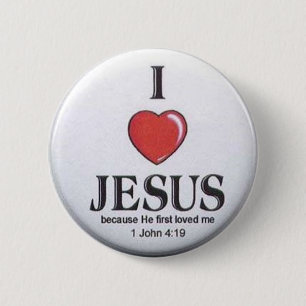 Bóton Redondo 5.08cm Eu amo botões de Jesus