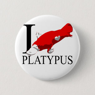 Bóton Redondo 5.08cm Eu amo botões de Platypus