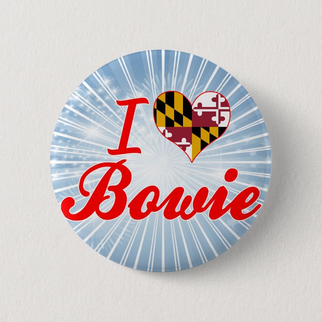 Bóton Redondo 5.08cm Eu amo Bowie, Maryland (Frente)