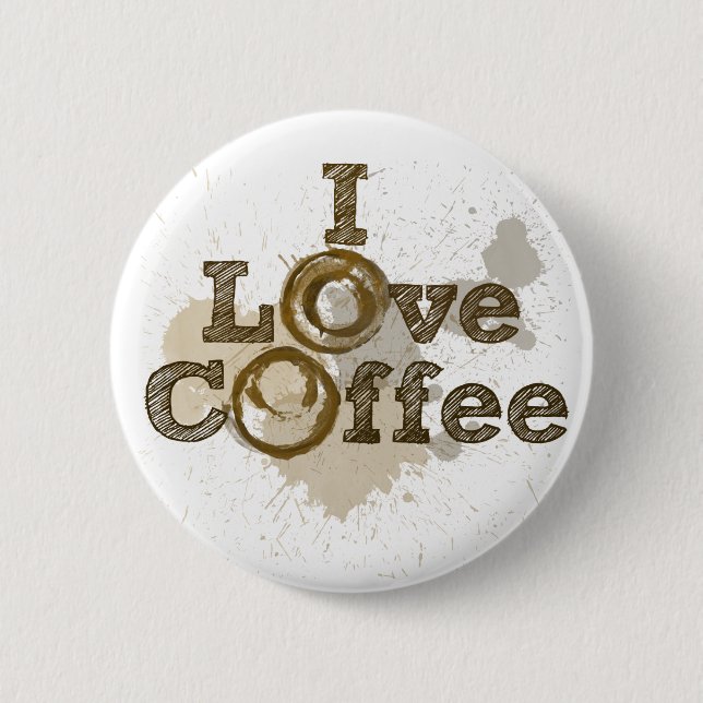 Bóton Redondo 5.08cm Eu Amo Cafeína Cafeína (Frente)