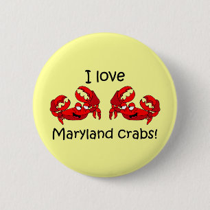 Bóton Redondo 5.08cm Eu amo caranguejos de maryland!