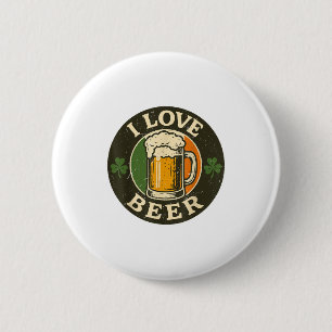 Bóton Redondo 5.08cm Eu Amo Cerveja Dia de São Patrício Bebendo Irieam