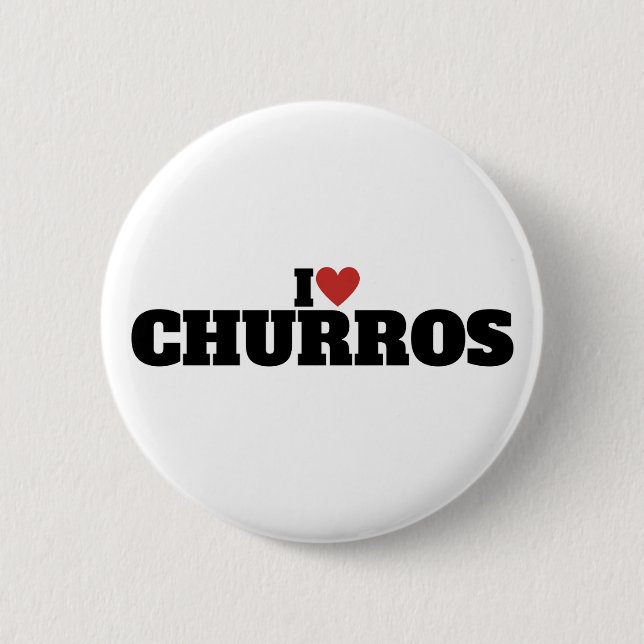 Bóton Redondo 5.08cm Eu Amo Churros (Frente)