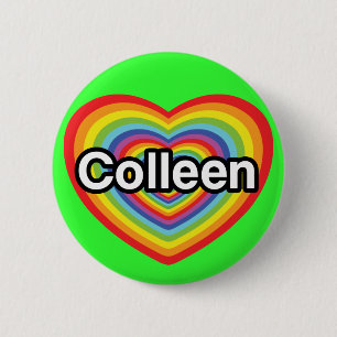 Bóton Redondo 5.08cm Eu amo Colleen: coração do arco-íris