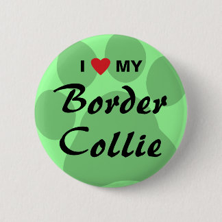 Bóton Redondo 5.08cm Eu amo (coração) meu border collie Pawprint