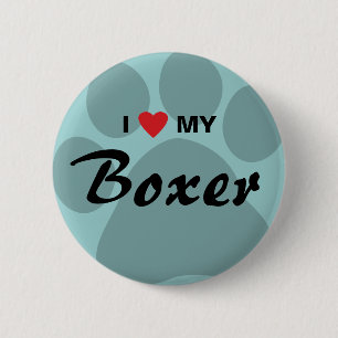 Bóton Redondo 5.08cm Eu amo (coração) meu pugilista Pawprint