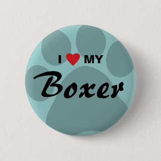 Bóton Redondo 5.08cm Eu amo (coração) meu pugilista Pawprint