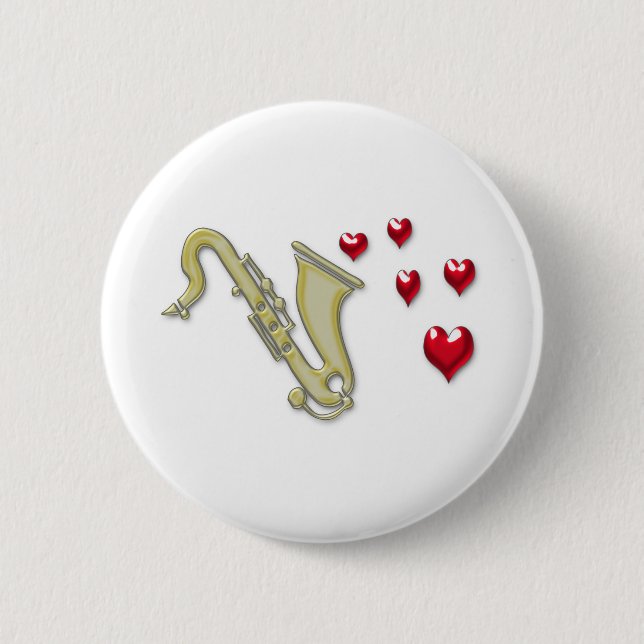 Bóton Redondo 5.08cm Eu amo corações de Saxaphone (Frente)