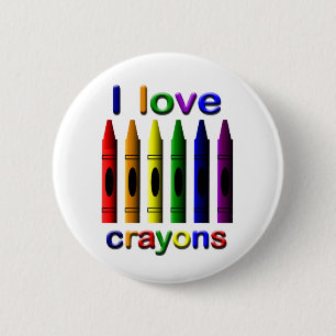 Bóton Redondo 5.08cm Eu Amo Crayons Pin Back Button