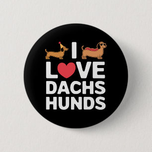 Bóton Redondo 5.08cm Eu Amo Dachshunds Ilustração Divertida com Estilo