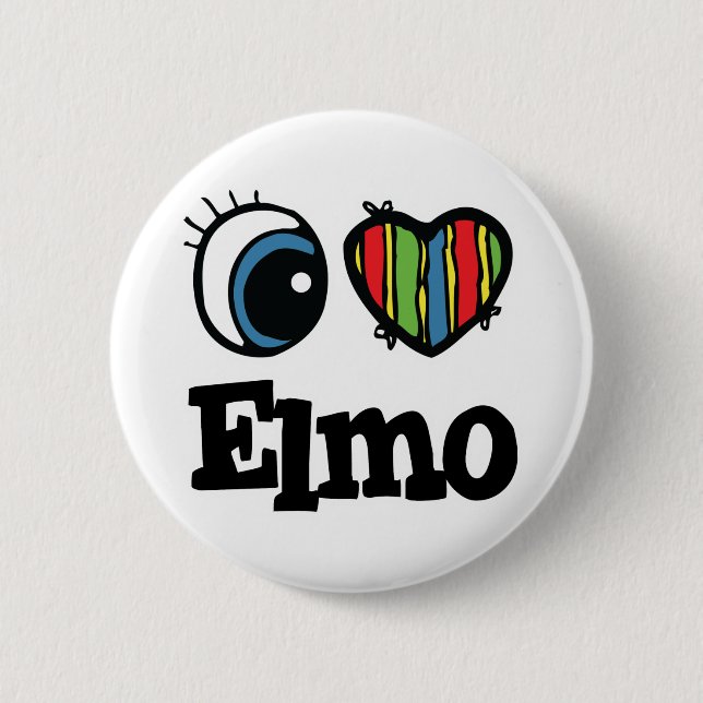 Bóton Redondo 5.08cm Eu Amo Elmo (Frente)