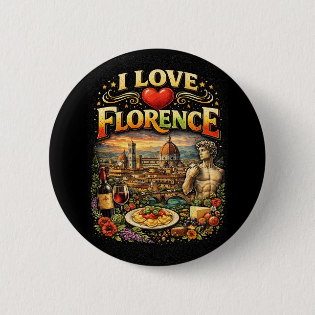 Bóton Redondo 5.08cm Eu Amo Florença (Frente)