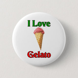 Bóton Redondo 5.08cm Eu amo Gelato (o sorvete italiano)