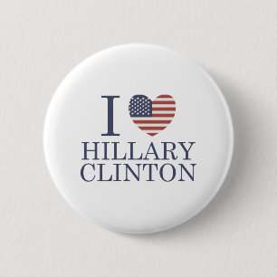 Bóton Redondo 5.08cm Eu amo Hillary Clinton