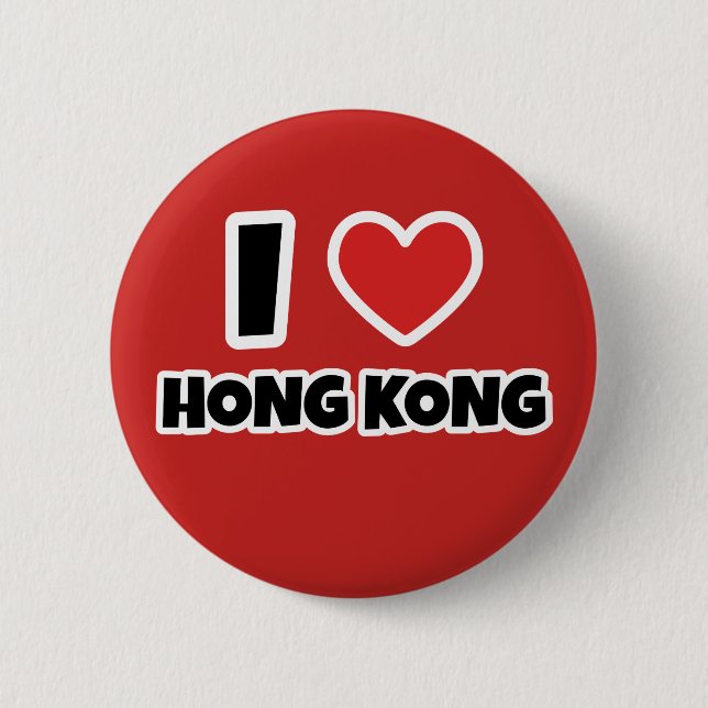 Bóton Redondo 5.08cm Eu amo Hong Kong (Frente)