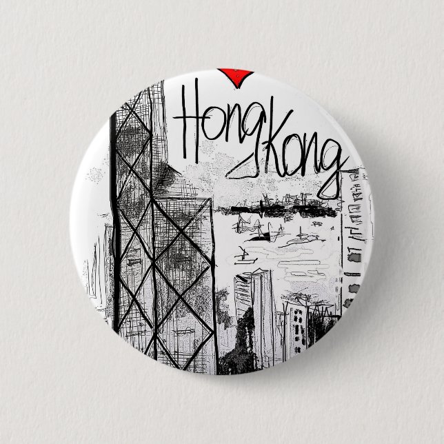 Bóton Redondo 5.08cm Eu amo Hong Kong (Frente)