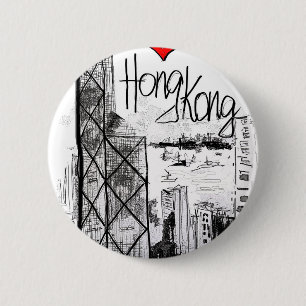 Bóton Redondo 5.08cm Eu amo Hong Kong