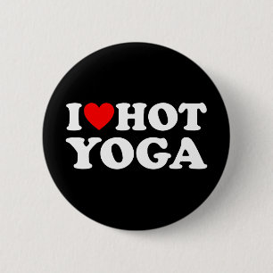Bóton Redondo 5.08cm Eu Amo Hot Yoga Piada Amante de Hot Yoga Coração V