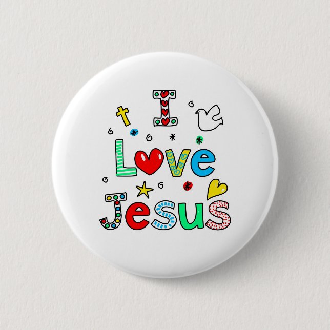 Bóton Redondo 5.08cm Eu amo Jesus (Frente)