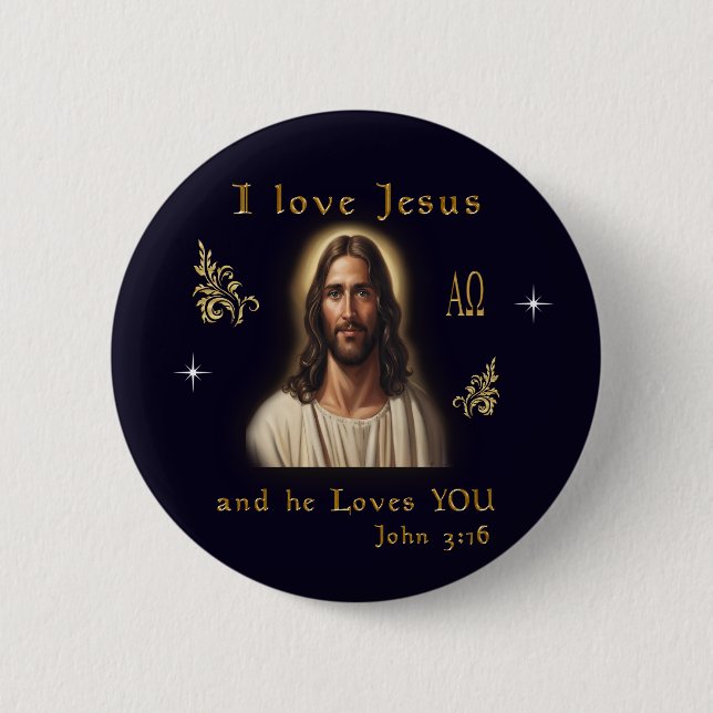 Bóton Redondo 5.08cm Eu amo Jesus (Frente)