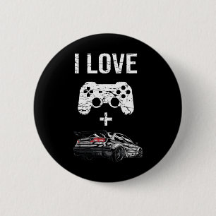 Bóton Redondo 5.08cm Eu Amo Jogos e Carros - Gamer Divertido