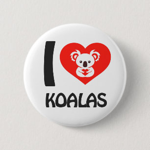 Bóton Redondo 5.08cm Eu amo Koalas