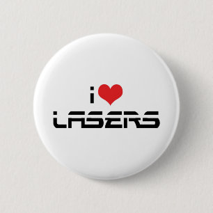 Bóton Redondo 5.08cm Eu Amo Lasers de Coração - Amantes de Ciência e Te