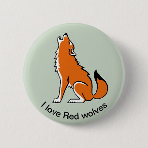Bóton Redondo 5.08cm Eu amo lobos vermelhos - animais selvagens - EUA