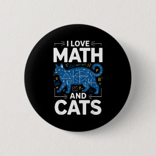 Bóton Redondo 5.08cm Eu Amo Matemática E Gatos Professor Aluno Gatinho