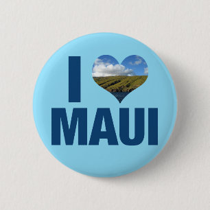 Bóton Redondo 5.08cm Eu Amo Maui Havaí Fotografia Havaiana Fofa
