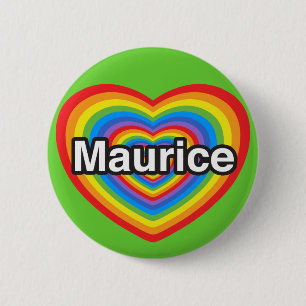 Bóton Redondo 5.08cm Eu amo Maurice. Eu te amo Maurice. Coração