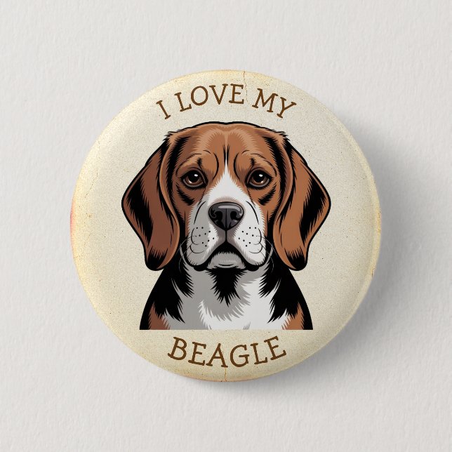 Bóton Redondo 5.08cm Eu amo meu Beagle  (Frente)