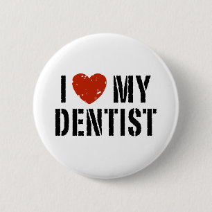 Bóton Redondo 5.08cm Eu amo meu botão do dentista