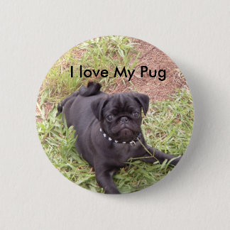 Bóton Redondo 5.08cm Eu amo meu botão do Pug
