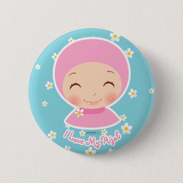 Bóton Redondo 5.08cm Eu amo meu Pin de Hijab (Frente)