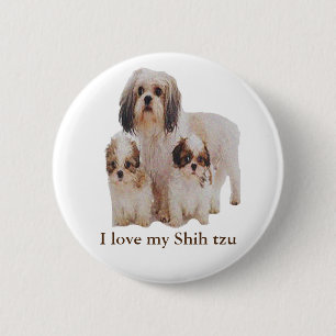 Bóton Redondo 5.08cm Eu amo meu Shih tzu