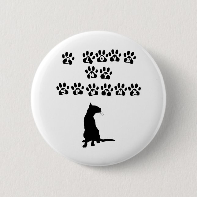 Bóton Redondo 5.08cm Eu amo meu Sphynx--Texto preto (Frente)