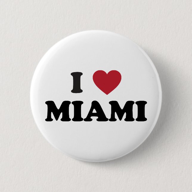Bóton Redondo 5.08cm Eu amo Miami Florida (Frente)