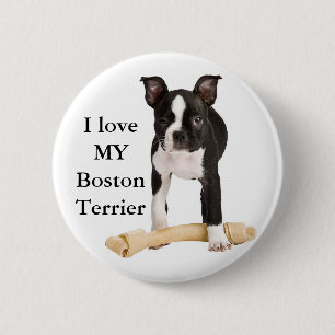 Bóton Redondo 5.08cm Eu amo minha Boston Terrier