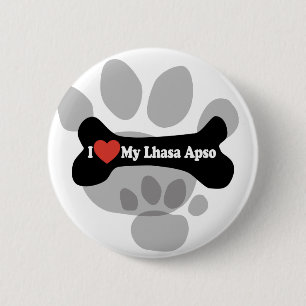 Bóton Redondo 5.08cm Eu Amo Minha Lhasa Apso - Osso Do Cachorro